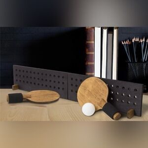 Portable Table Tennis Set - Black and Brown
